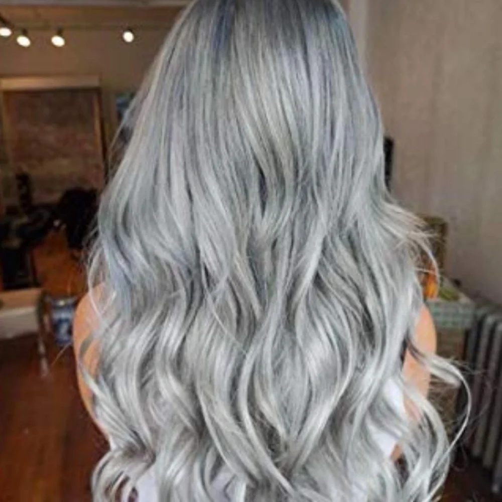 ⭐️20” SILVER GRAY CURLY One Piece CLIP INS *NWT*
